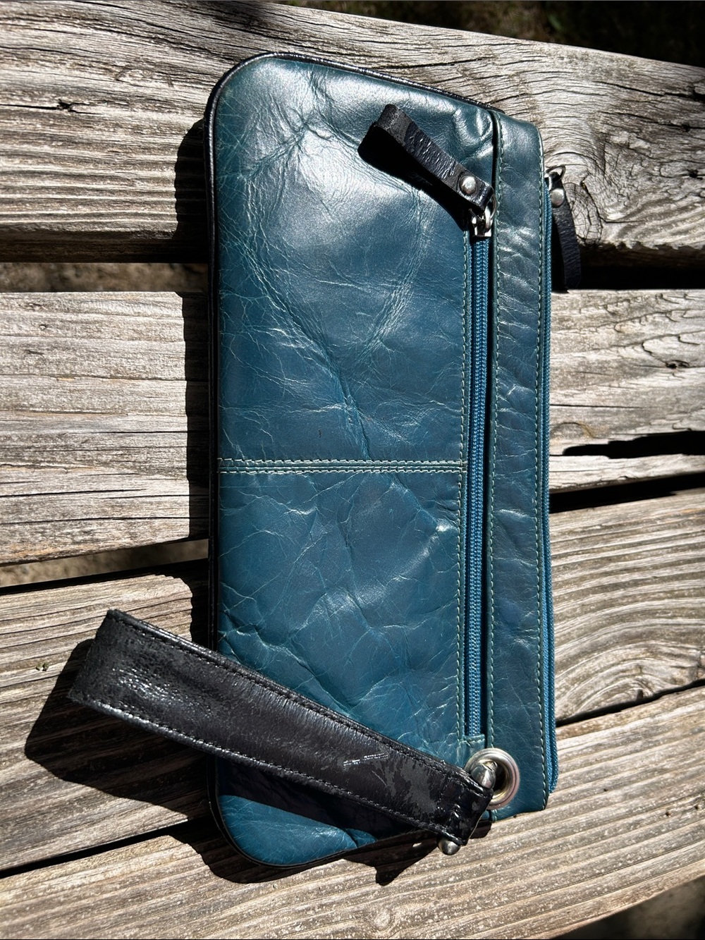 Teal Leather Wristlet Wallet - Unbranded